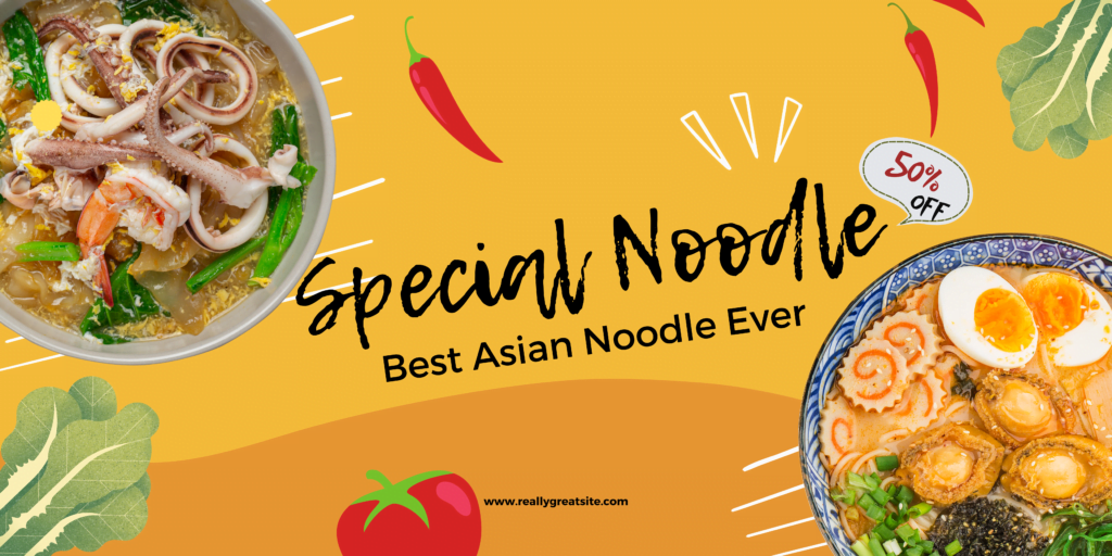 banner haute qualité des noodles. image de repas asiatique. Restauration image.